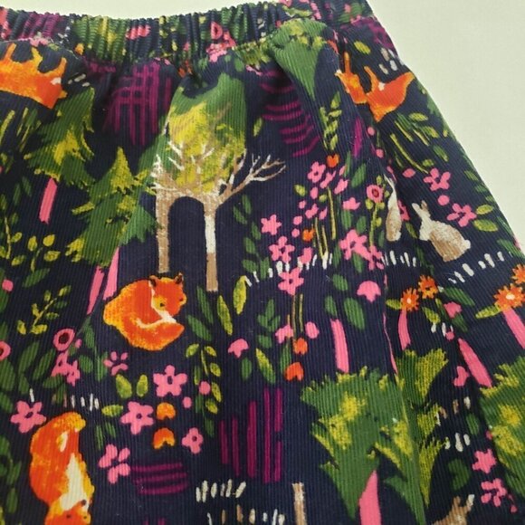 Lands End Forest Corduroy Skirt Fox Rabbit Cotton Pull On Girls Size Large - Picture 3 of 11
